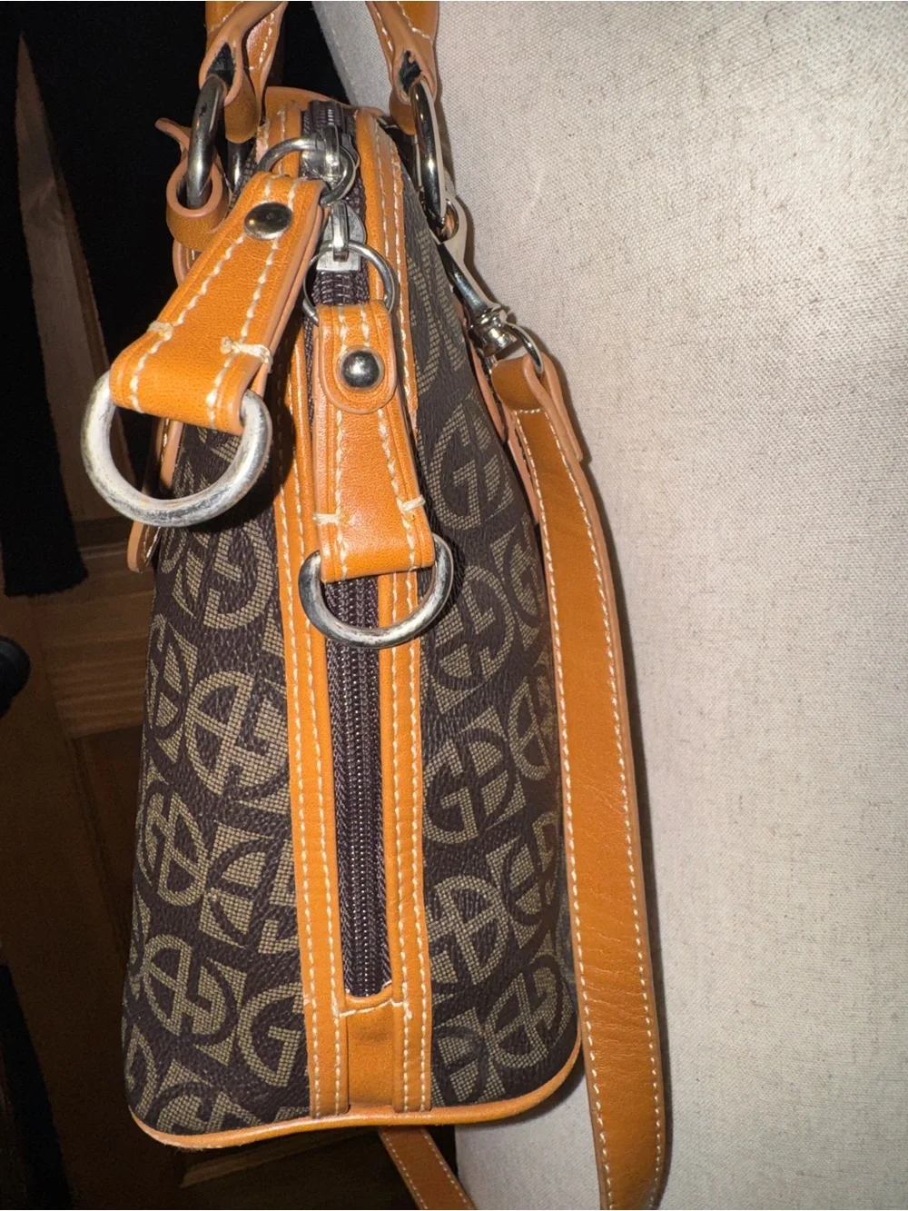 Giani Bernini Monogram Block Signature Dome Satchel Crossbody Bag Purse CLEAN
